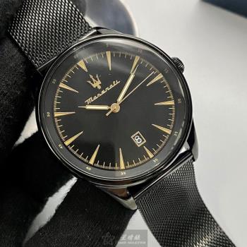 MASERATI手錶, 男錶 46mm 黑圓形精鋼錶殼 黑色簡約, 中三針顯示錶面款 R8853146001