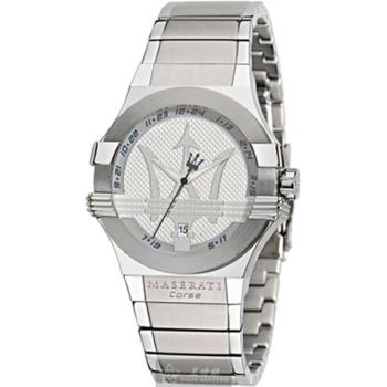 MASERATI手錶, 男女通用錶 42mm 銀六角形精鋼錶殼 白色簡約, 中三針顯示錶面款 R8853108002