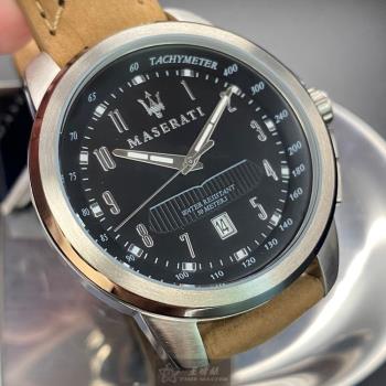 MASERATI手錶, 男女通用錶 44mm 銀圓形精鋼錶殼 黑色簡約, 運動錶面款 R8851121004