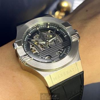 MASERATI手錶, 男女通用錶 42mm 銀六角形精鋼錶殼 黑色鏤空, 運動錶面款 R8821108031