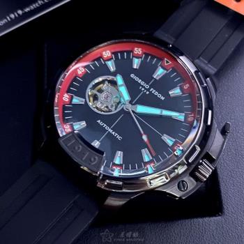 GiorgioFedon1919手錶, 男錶 46mm 黑圓形精鋼錶殼 黑色雙面機械鏤空鏤空中三針顯示錶面款 GF00123