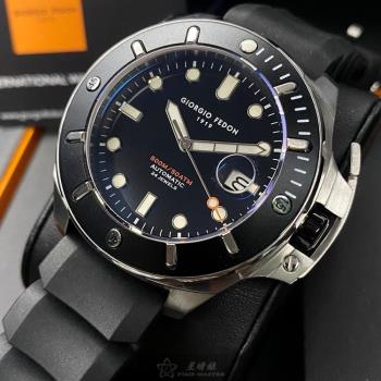 GiorgioFedon1919手錶, 男錶 46mm 黑圓形精鋼錶殼 黑色水鬼運動潛水錶, 可旋轉錶面款 GF00105