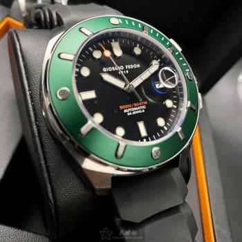 GiorgioFedon1919手錶, 男錶 46mm 墨綠色圓形精鋼錶殼 黑色水鬼運動潛水錶, 可旋轉錶面款 GF00102
