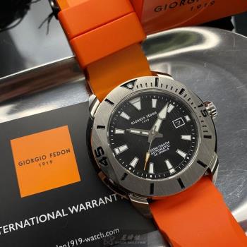 GiorgioFedon1919手錶, 男錶 48mm 銀圓形精鋼錶殼 黑色潛水錶, 中三針顯示, 運動錶面款 GF00100