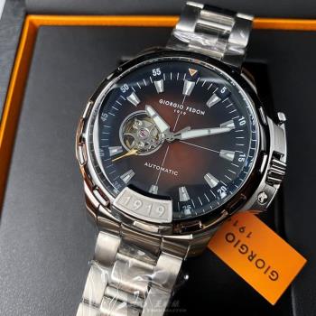 GiorgioFedon1919手錶, 男錶 46mm 銀圓形精鋼錶殼 古銅色簡約, 潛水錶, 中三針顯示, 運動錶面款 GF00068