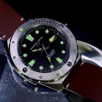 GiorgioFedon1919手錶, 男錶 46mm 銀圓形精鋼錶殼 黑色簡約, 潛水錶, 中三針顯示, 運動錶面款 GF00060