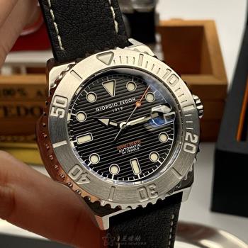 GiorgioFedon1919手錶, 男錶 42mm 銀圓形精鋼錶殼 黑色幾何立體圖形潛水錶,中三針顯示,運動,水鬼錶面款 GF00055