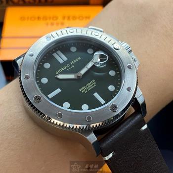 GiorgioFedon1919手錶, 男錶 46mm 銀圓形精鋼錶殼 墨綠色簡約, 潛水錶, 運動, 水鬼錶面款 GF00034