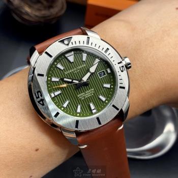 GiorgioFedon1919手錶, 男錶 46mm 銀圓形精鋼錶殼 墨綠色潛水錶, 運動, 幾何線條錶面款 GF00032