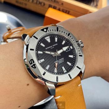 GiorgioFedon1919手錶, 男錶 46mm 銀圓形精鋼錶殼 黑色水鬼, 幾何線條錶面款 GF00031