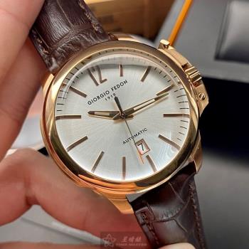 GiorgioFedon1919手錶, 男女通用錶 46mm 玫瑰金圓形精鋼錶殼 銀白色簡約錶面款 GF00028