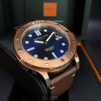 GiorgioFedon1919手錶, 男錶 46mm 玫瑰金圓形精鋼錶殼 寶藍色簡約, 潛水錶, 運動錶面款 GF00007