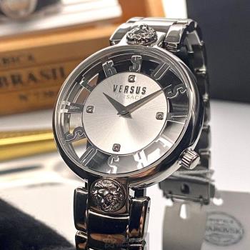 VERSUS VERSACE手錶, 女錶 36mm 銀圓形精鋼錶殼 透視鏤空, 中二針顯示, 透視錶面款 VV00091