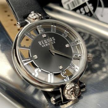 VERSUS VERSACE手錶, 女錶 36mm 銀圓形精鋼錶殼 銀色鏤空, 透視錶面款 VV00089