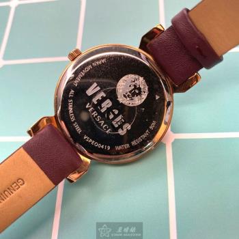 VERSUS VERSACE手錶, 女錶 36mm 玫瑰金圓形精鋼錶殼 香檳紅簡約, 波浪錶面款 VV00298