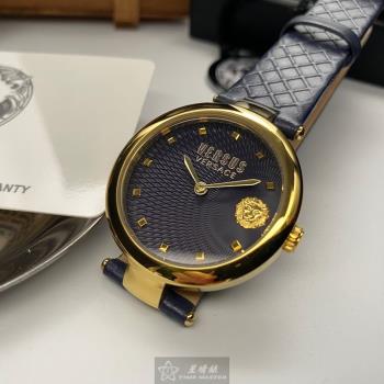 VERSUS VERSACE手錶, 女錶 36mm 寶藍圓形精鋼錶殼 黑色幾何線條錶面款 VV00294