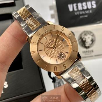 VERSUS VERSACE 凡賽斯女錶 34mm 玫瑰金圓形精鋼錶殼 玫瑰金色立體雕刻錶面款 VV00315
