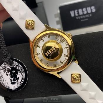 VERSUS VERSACE 凡賽斯女錶 40mm 金色圓形精鋼錶殼 白色立體懸浮雕刻錶面款 VV00313