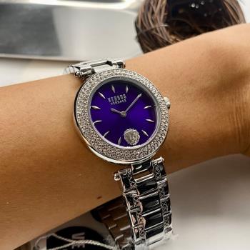 VERSUS VERSACE手錶, 女錶 36mm 銀圓形精鋼錶殼 紫藍簡約, 中二針顯示錶面款 VV00366
