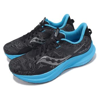 Saucony 慢跑鞋 Tempus 男鞋 幻境黑 藍 透氣 輕量 緩衝 路跑 長跑 運動鞋 索康尼 S2072060
