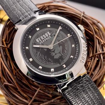 VERSUS VERSACE 凡賽斯女錶 36mm 銀圓形精鋼錶殼 黑色簡約, 中三針顯示, 品牌logo錶面款 VV00321