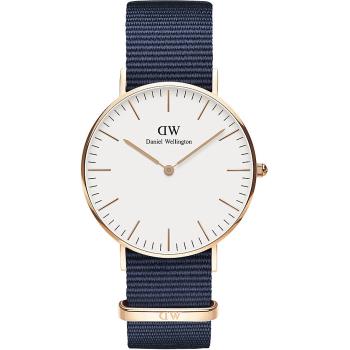 【Daniel Wellington】貝斯沃特午夜藍NATO錶帶石英腕錶-金框/40mm-DW00100277
