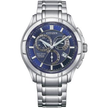 CITIZEN 星辰 光動能萬年曆三眼時尚腕錶/藍X銀/42mm/BL8160-58L