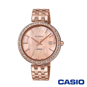 CASIO卡西歐 奢華耀眼風采女腕錶-玫瑰金x36mm(SHE-4052PG-4A)
