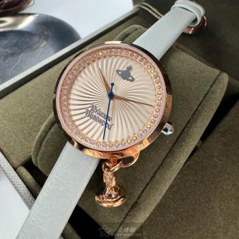 Vivienne Westwood手錶, 女錶 32mm 玫瑰金圓形精鋼錶殼 銀白色簡約, 中三針顯示錶面款 VW00010