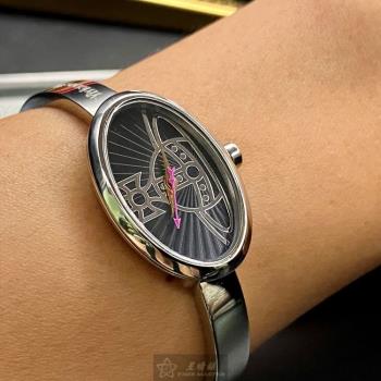 Vivienne Westwood 薇薇安女錶 22mm, 32mm 銀橢圓形精鋼錶殼 黑色簡約, 中三針顯示錶面款 VW00006