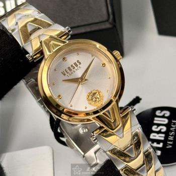 VERSUS VERSACE手錶, 女錶 30mm 金色圓形精鋼錶殼 白色中三針顯示錶面款 VV00377
