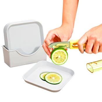 日本SP SAUCE方型8入點心盤收納盒組-買就送攜帶型2合1水果削皮刀