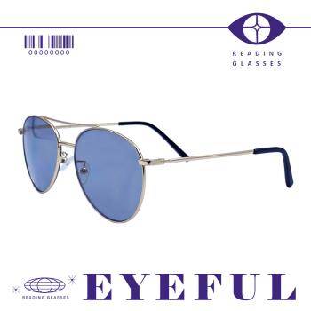 【EYEFUL】抗藍光UV變色老花眼鏡 金屬金框飛官款 輕量 不鏽鋼 視野清晰 時尚潮流 室內戶外通用 變色片