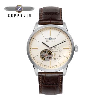 齊柏林飛船錶 Zeppelin 73645 指北線型 香檳金盤透視機芯小三針機械錶 40mm 男/女錶 自動上鍊