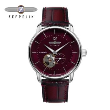 齊柏林飛船錶 Zeppelin 81665 酒紅盤透視機芯小三針機械錶 40mm 男/女錶 自動上鍊