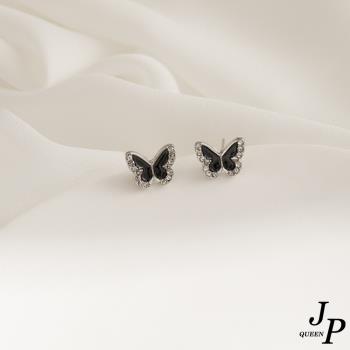 Jpqueen 小巧蝴蝶結水鑽針式夾式耳環(2色可選)