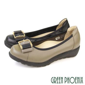 GREEN PHOENIX 女 娃娃鞋 包鞋 便鞋 楔型 全真皮 OL 面試 通勤 台灣製U73-20807