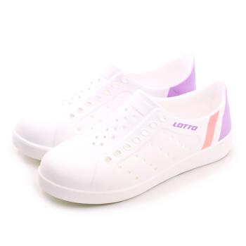 【LOTTO】女 排水透氣露營潮流奶霜糖洞洞休閒涼鞋 PANNA系列 台灣製造 白紫粉 9097