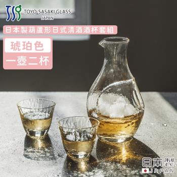 【TOYO SASAKI】日本製葫蘆形日式清酒酒杯套組-透明琥珀