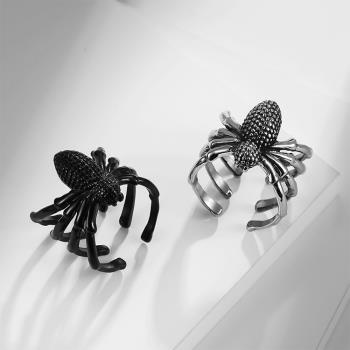 Jpqueen 個性毒蜘蛛可調不鏽鋼戒指(2色戒圍可選)