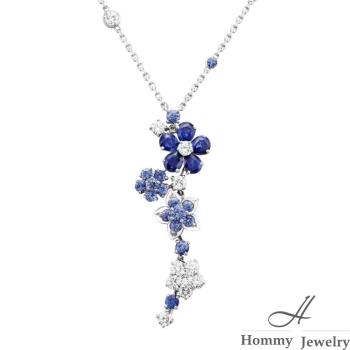【Hommy Jewelry】BLUMEN 花絮 | 奧地利藍鑽鑽鋯項鍊(925純銀 K金)
