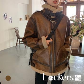 【Lockers 木櫃】新款時尚羊毛加厚毛絨大衣外套 L112121902