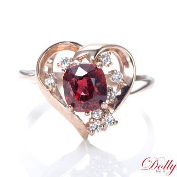 Dolly 18K金 天然尖晶石1克拉玫瑰金鑽石戒指(006)