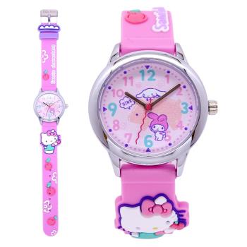 Hello Kitty 可愛模樣滿分時尚造型腕錶-粉紅色-KT077LWPP1