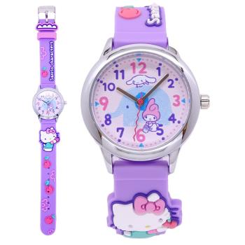 Hello Kitty 可愛模樣滿分時尚造型腕錶-紫色-KT077LWPV