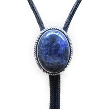 【米蘭精品】Bolo tie波洛領帶-鍍銀鑲嵌天然藍紋石美式領帶男配件74gx57