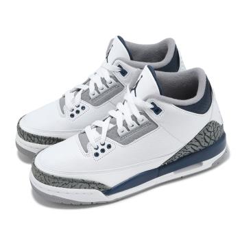 Nike 休閒鞋 Air Jordan 3 Retro GS 大童 女鞋 白 灰 午夜藍 三代 復刻 AJ3 DM0967-140