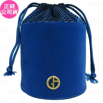 GIORGIO ARMANI 絲絨奢華水桶包(藍)(公司貨)