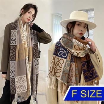 【韓國K.W.】韓國羊絨美麗焦點高級圍巾披肩(保暖/圍巾/小香風)