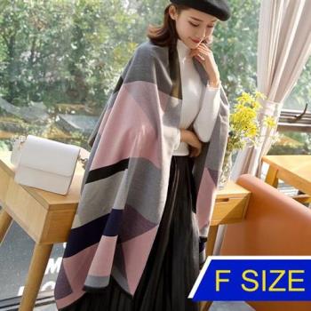【韓國K.W.】韓國羊絨優雅氣質高級圍巾披肩(保暖/圍巾/小香風)